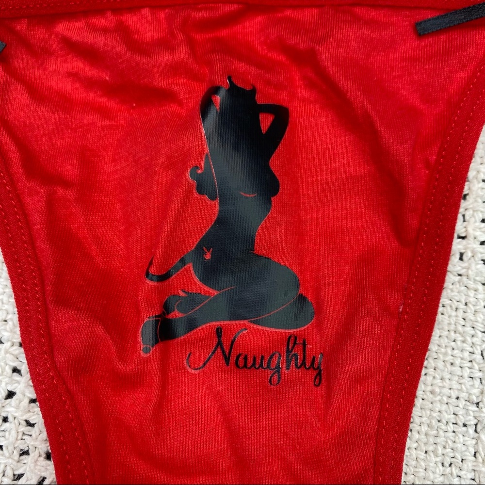 Red Playboy thong - Picture 3 of 9